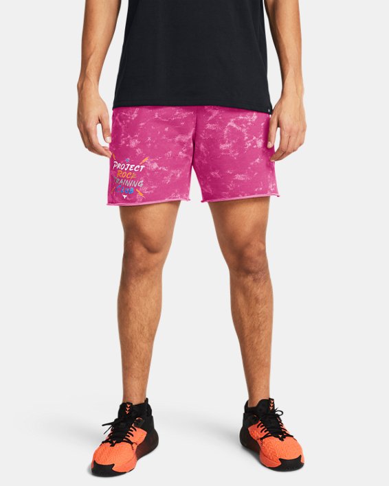 Men's Project Rock Terry Printed UG Shorts in Pink image number 0